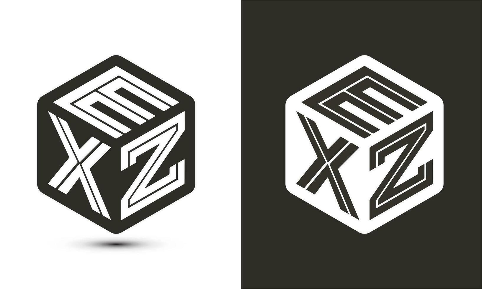 ex carta logotipo Projeto com ilustrador cubo logotipo, vetor logotipo moderno alfabeto Fonte sobreposição estilo.