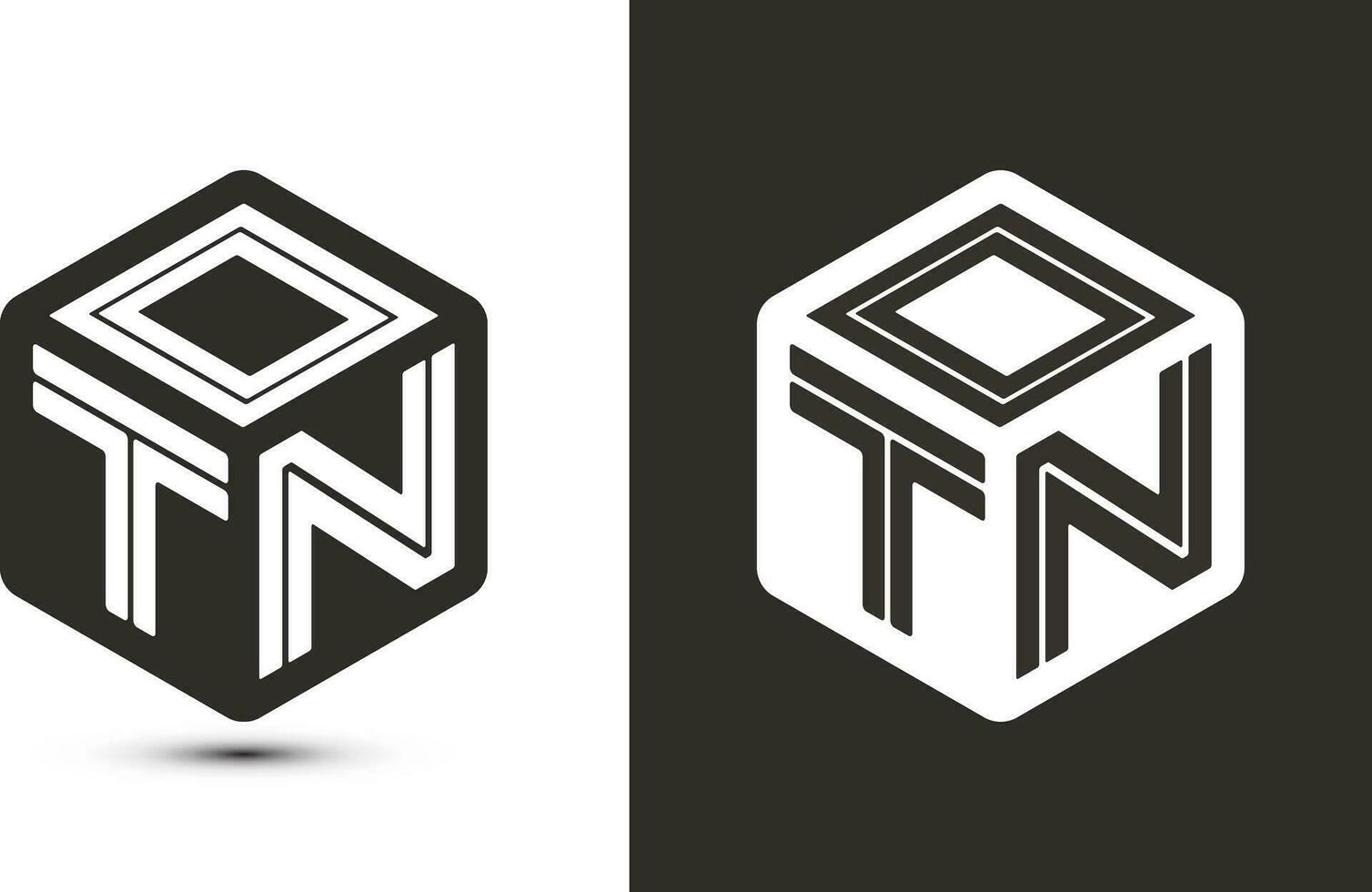 otn carta logotipo Projeto com ilustrador cubo logotipo, vetor logotipo moderno alfabeto Fonte sobreposição estilo.