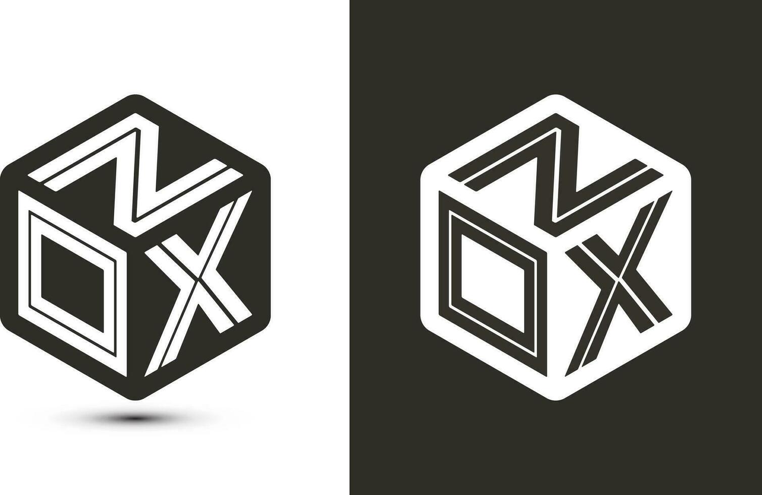 nox carta logotipo Projeto com ilustrador cubo logotipo, vetor logotipo moderno alfabeto Fonte sobreposição estilo.