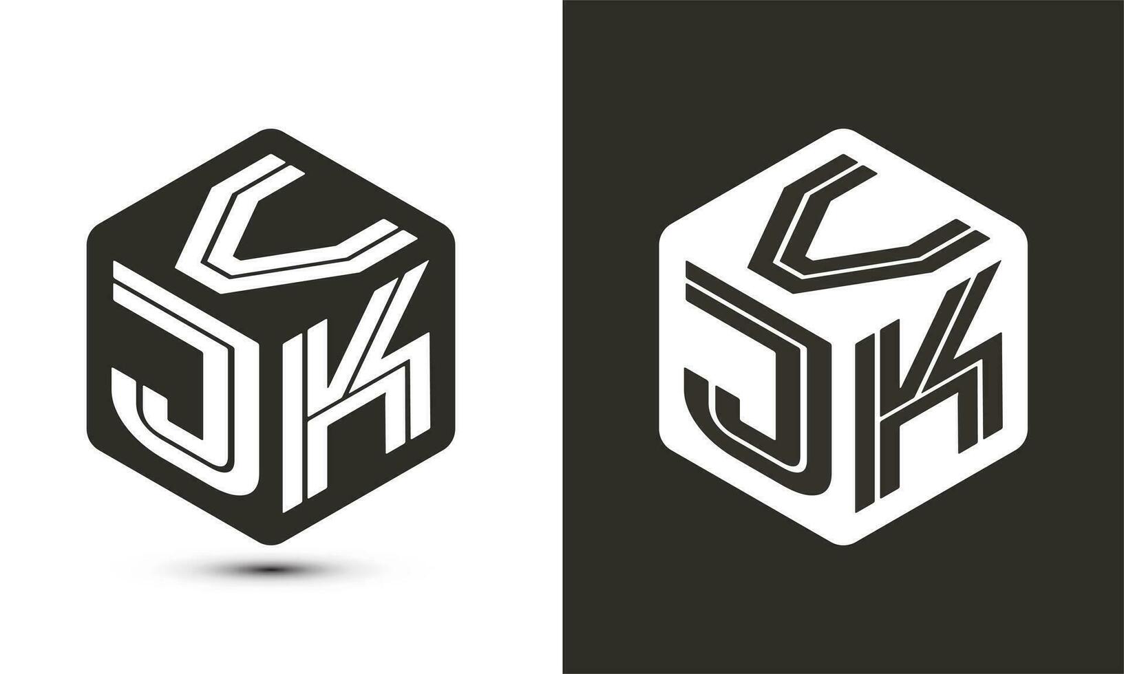 vjk carta logotipo Projeto com ilustrador cubo logotipo, vetor logotipo moderno alfabeto Fonte sobreposição estilo.