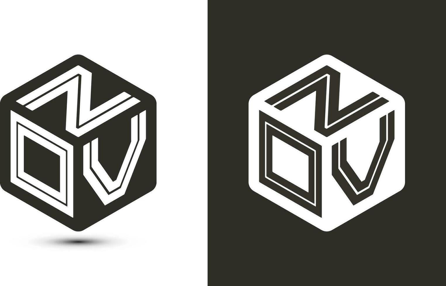 nov carta logotipo Projeto com ilustrador cubo logotipo, vetor logotipo moderno alfabeto Fonte sobreposição estilo.