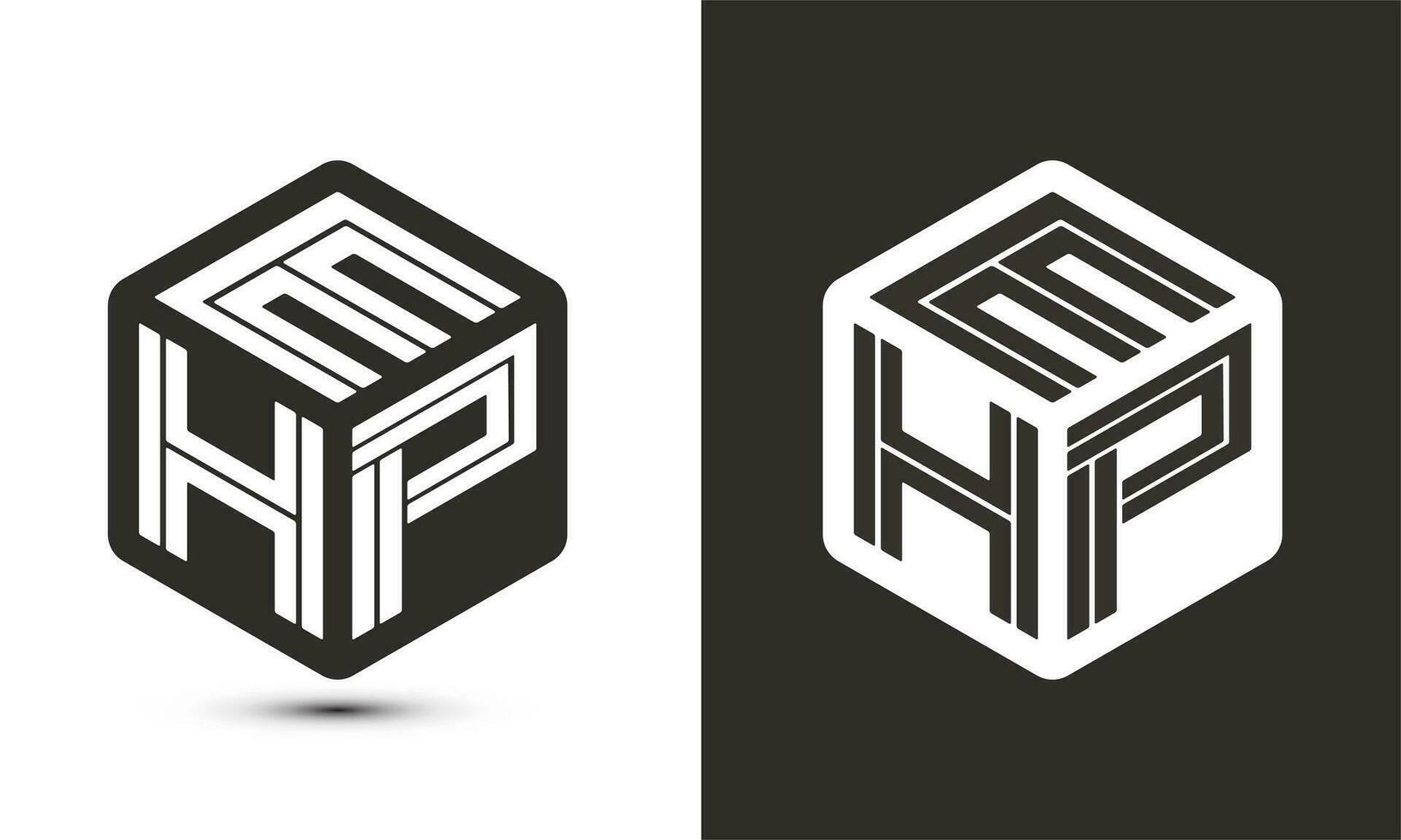 ehp carta logotipo Projeto com ilustrador cubo logotipo, vetor logotipo moderno alfabeto Fonte sobreposição estilo.