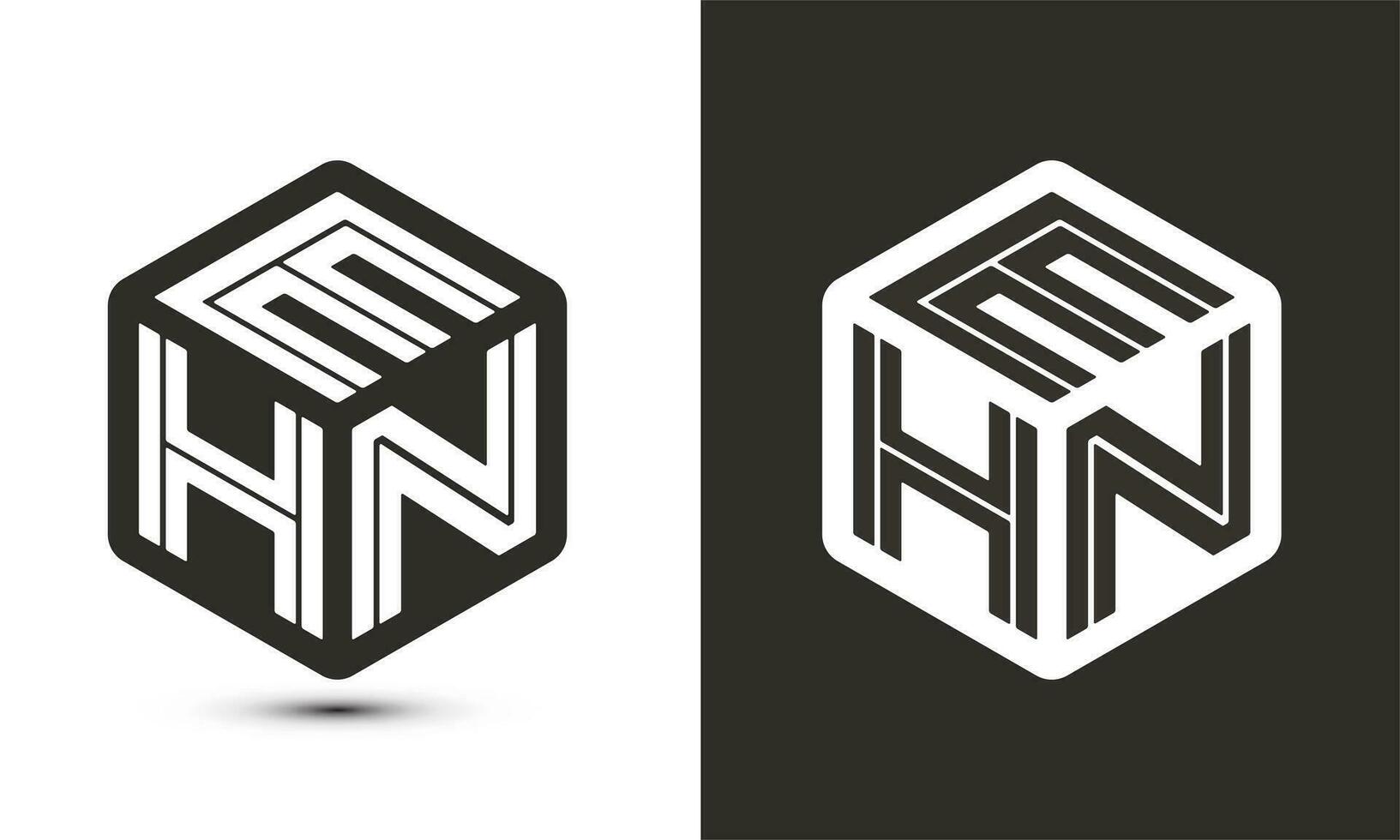 ehn carta logotipo Projeto com ilustrador cubo logotipo, vetor logotipo moderno alfabeto Fonte sobreposição estilo.