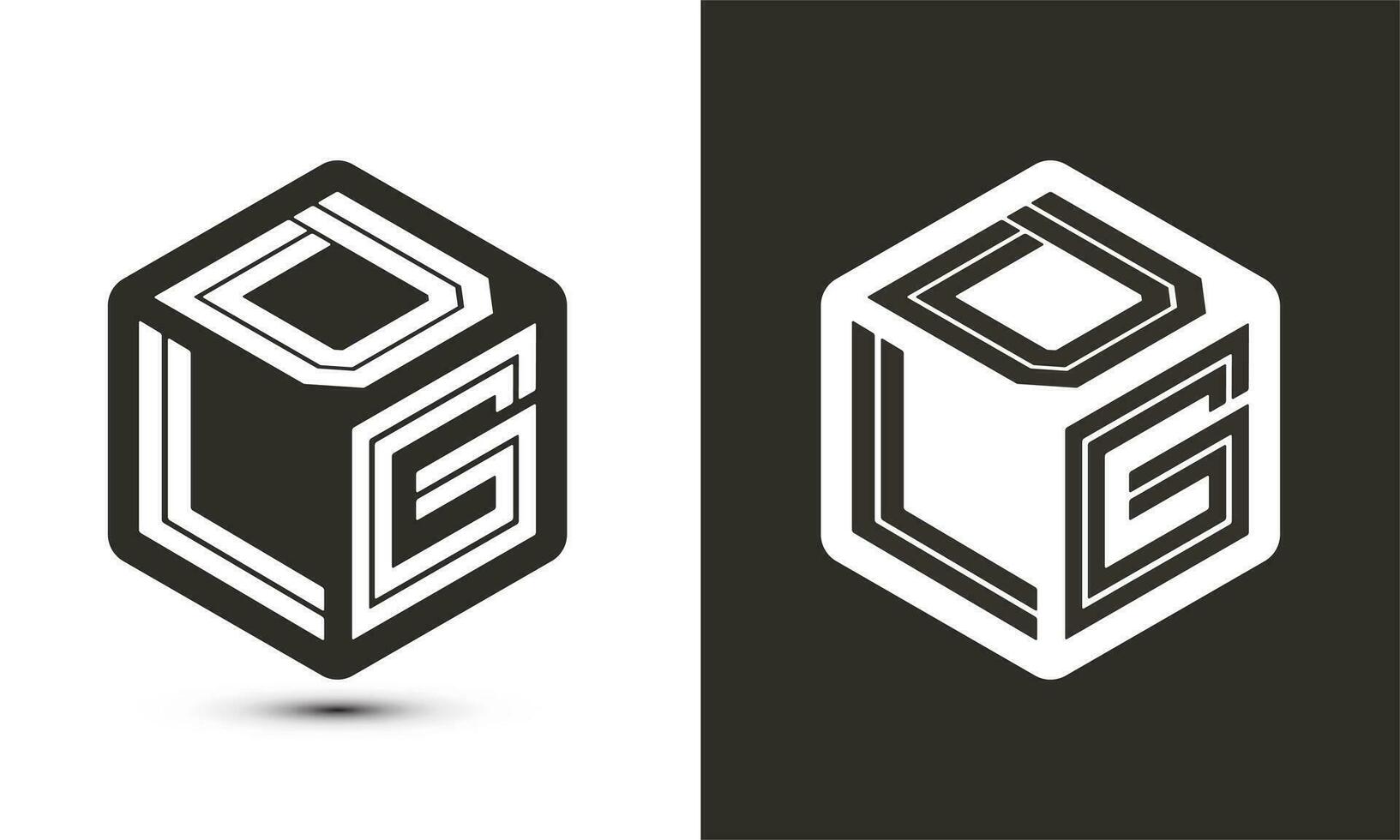 dlg carta logotipo Projeto com ilustrador cubo logotipo, vetor logotipo moderno alfabeto Fonte sobreposição estilo.