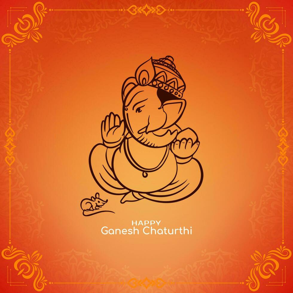 feliz ganesh chaturthi indiano festival celebração cartão vetor