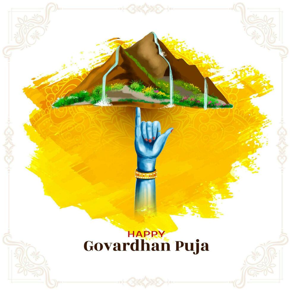 feliz govardhan puja indiano religioso festival fundo vetor