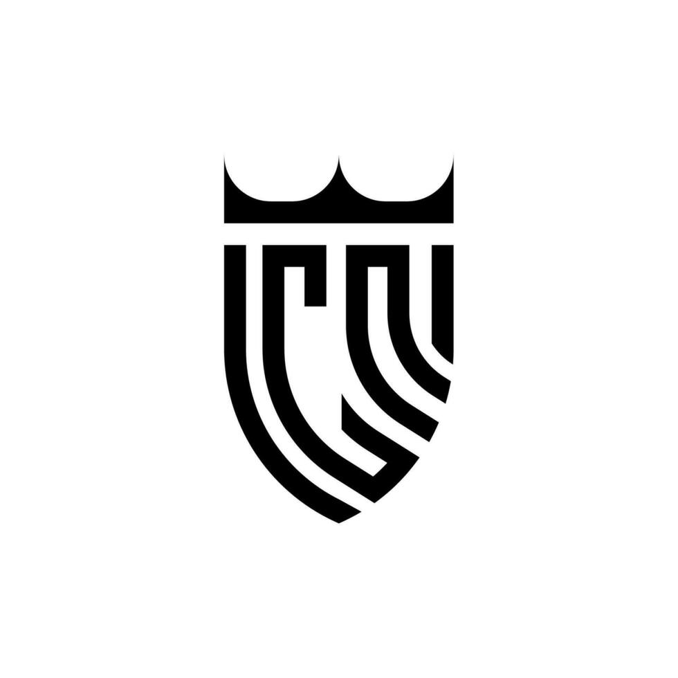 cn coroa escudo inicial luxo e real logotipo conceito vetor
