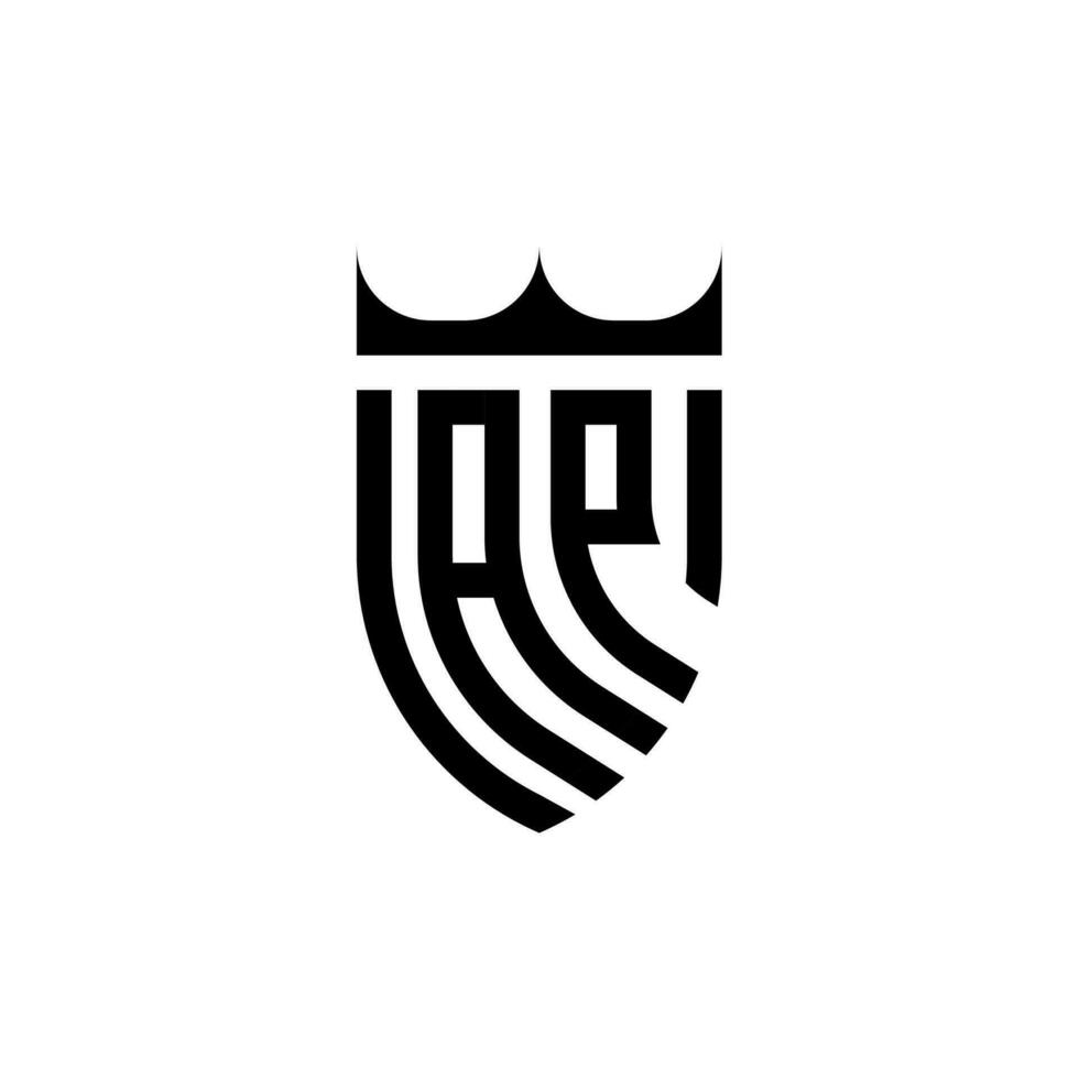 ap coroa escudo inicial luxo e real logotipo conceito vetor