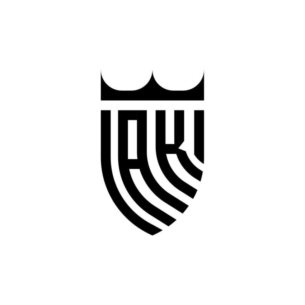ak coroa escudo inicial luxo e real logotipo conceito vetor