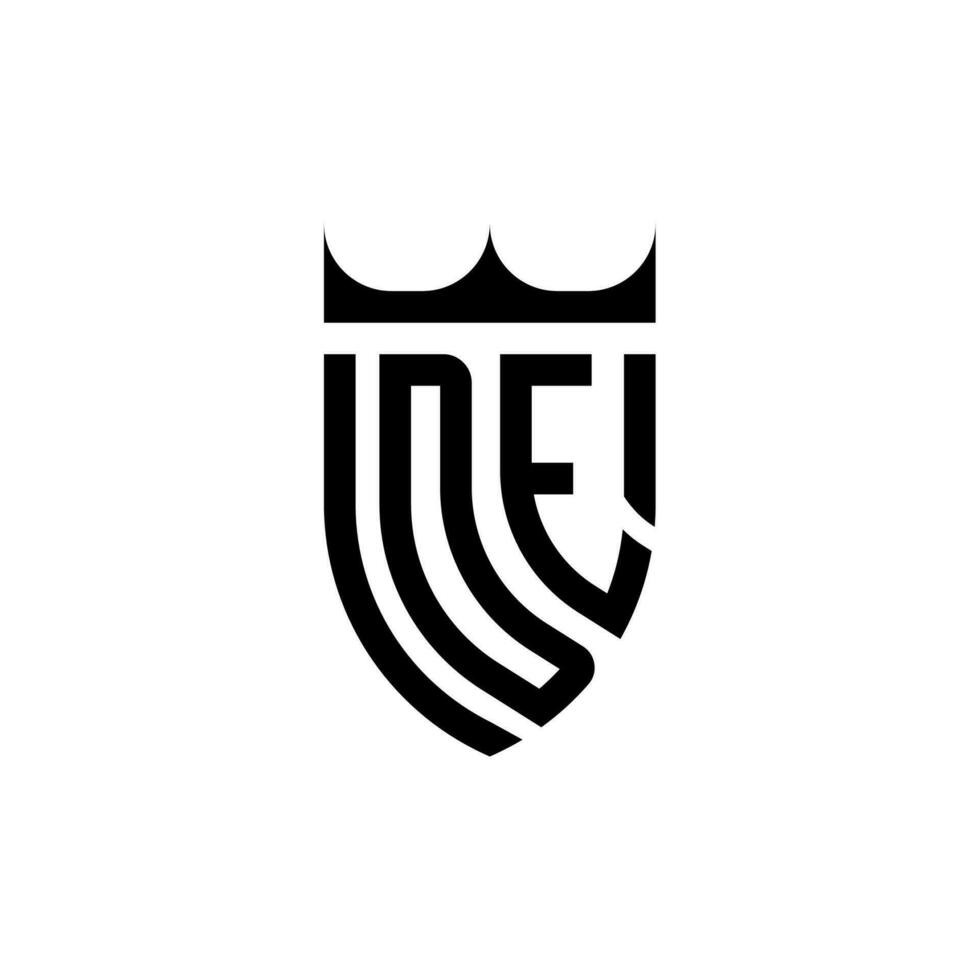 de coroa escudo inicial luxo e real logotipo conceito vetor
