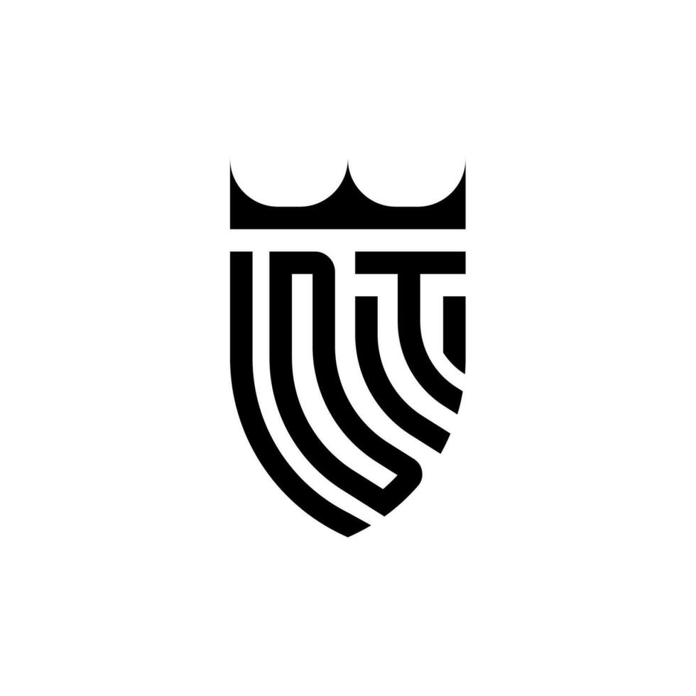 dt coroa escudo inicial luxo e real logotipo conceito vetor