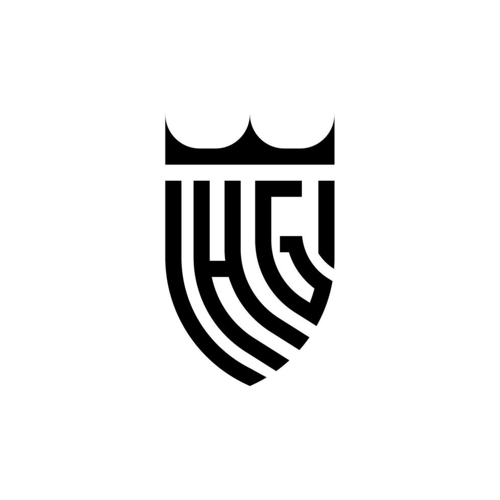 hg coroa escudo inicial luxo e real logotipo conceito vetor
