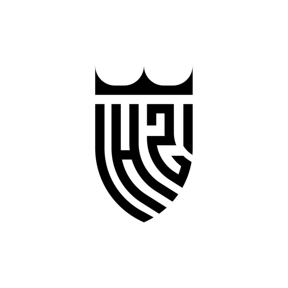 hz coroa escudo inicial luxo e real logotipo conceito vetor