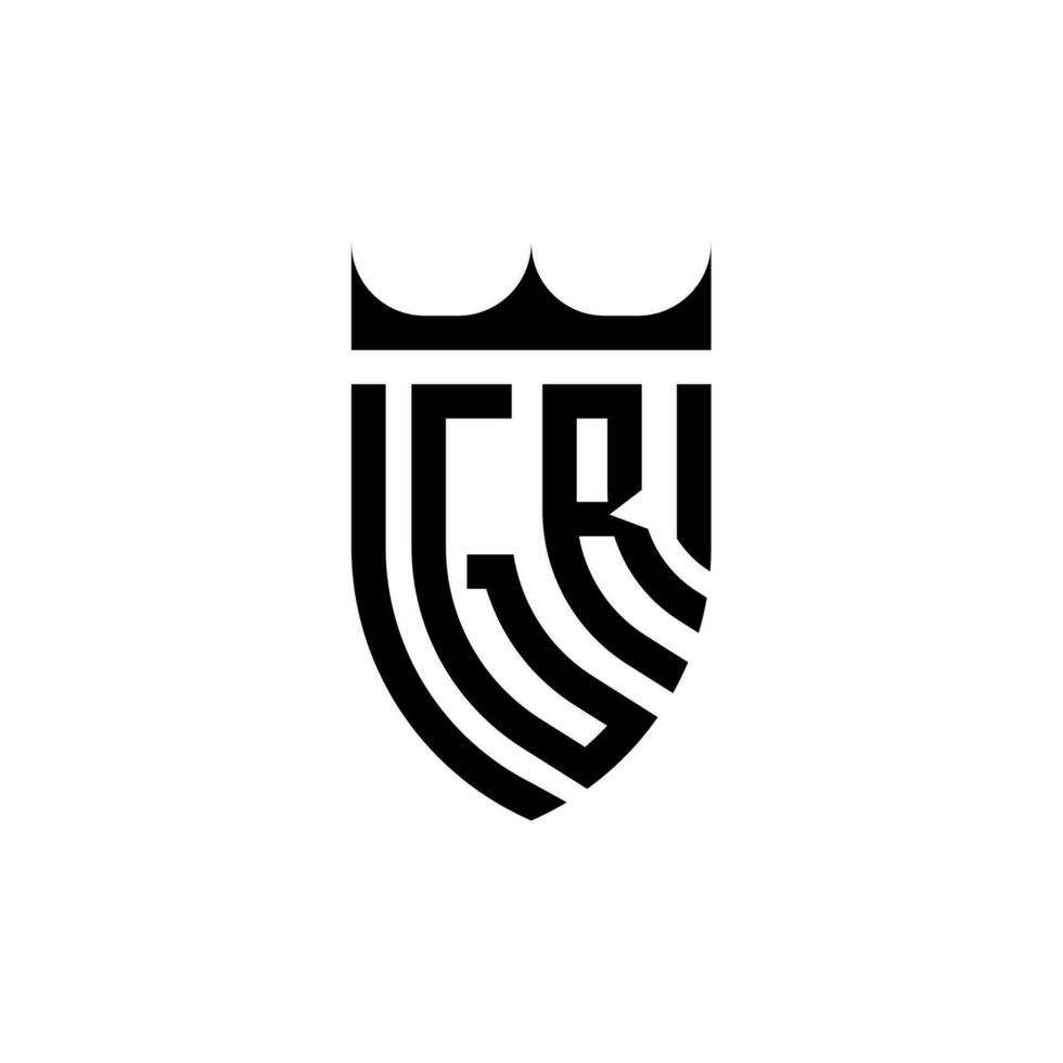 gr coroa escudo inicial luxo e real logotipo conceito vetor