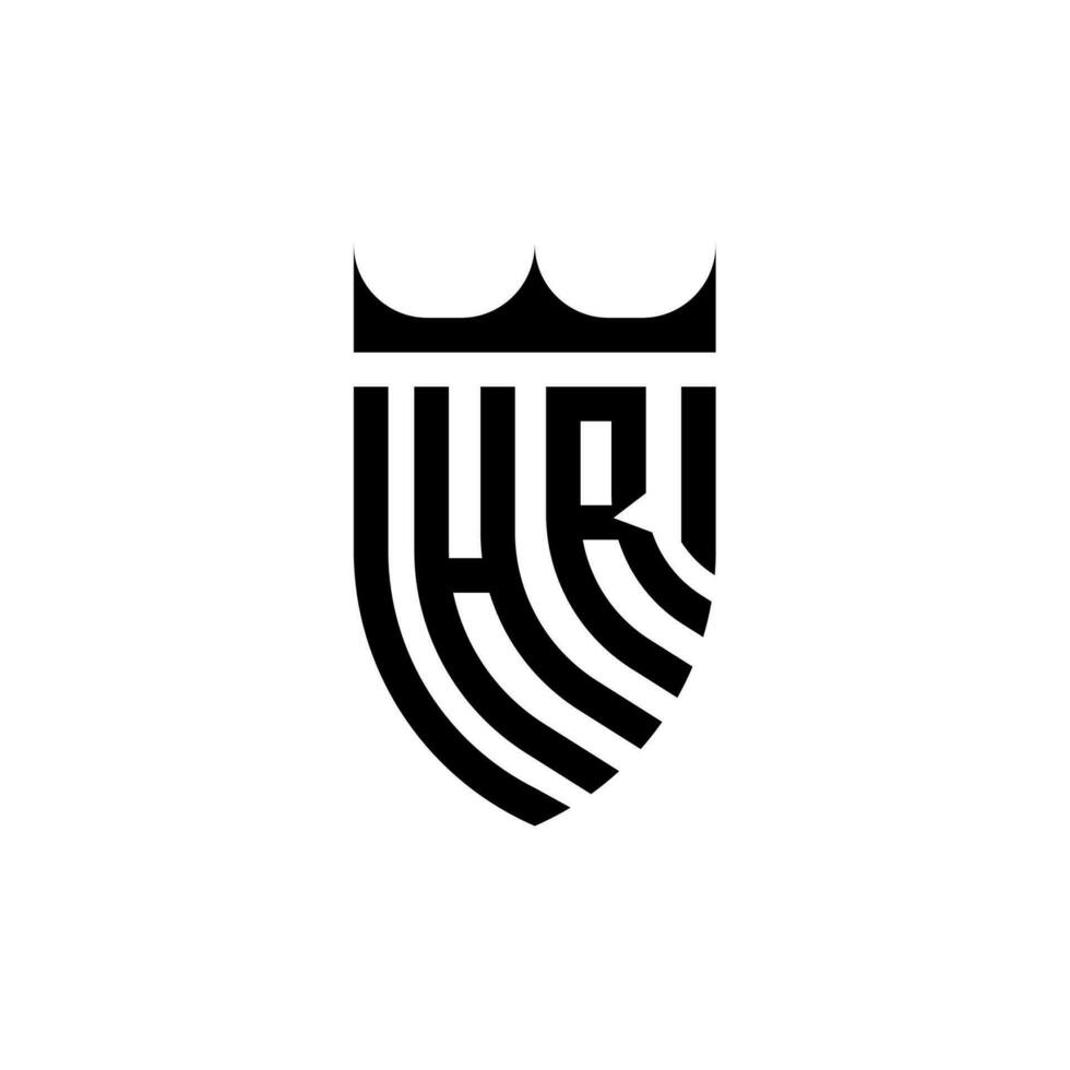 hr coroa escudo inicial luxo e real logotipo conceito vetor