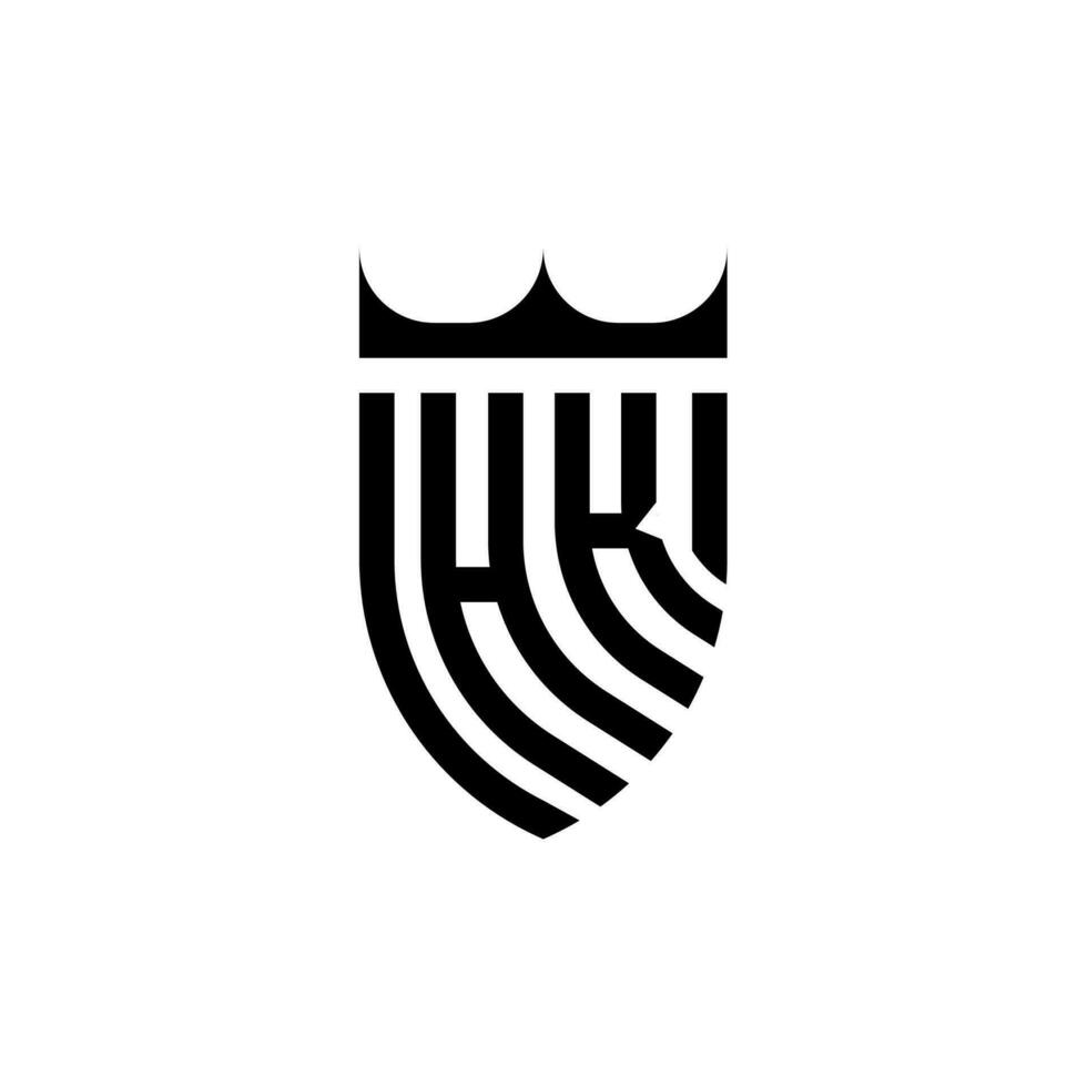 hk coroa escudo inicial luxo e real logotipo conceito vetor