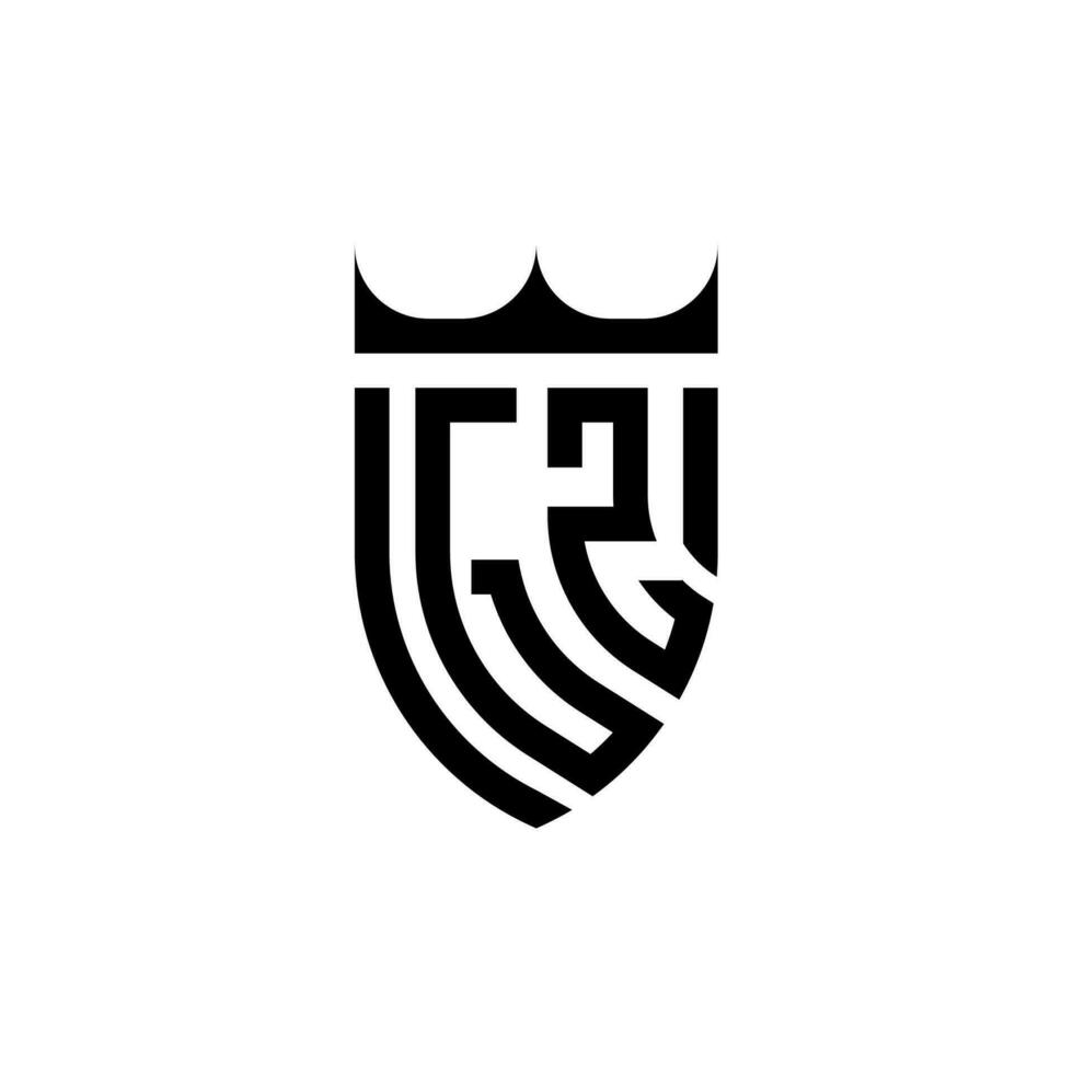 gz coroa escudo inicial luxo e real logotipo conceito vetor