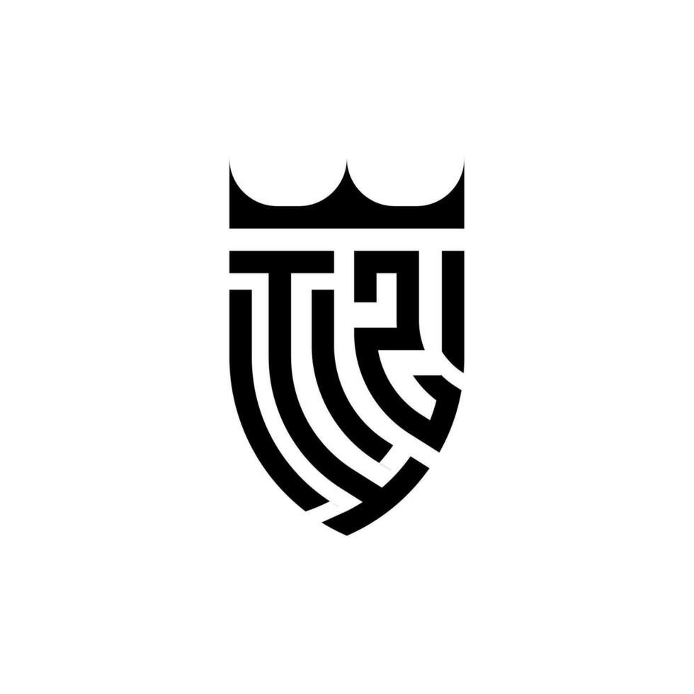 iz coroa escudo inicial luxo e real logotipo conceito vetor