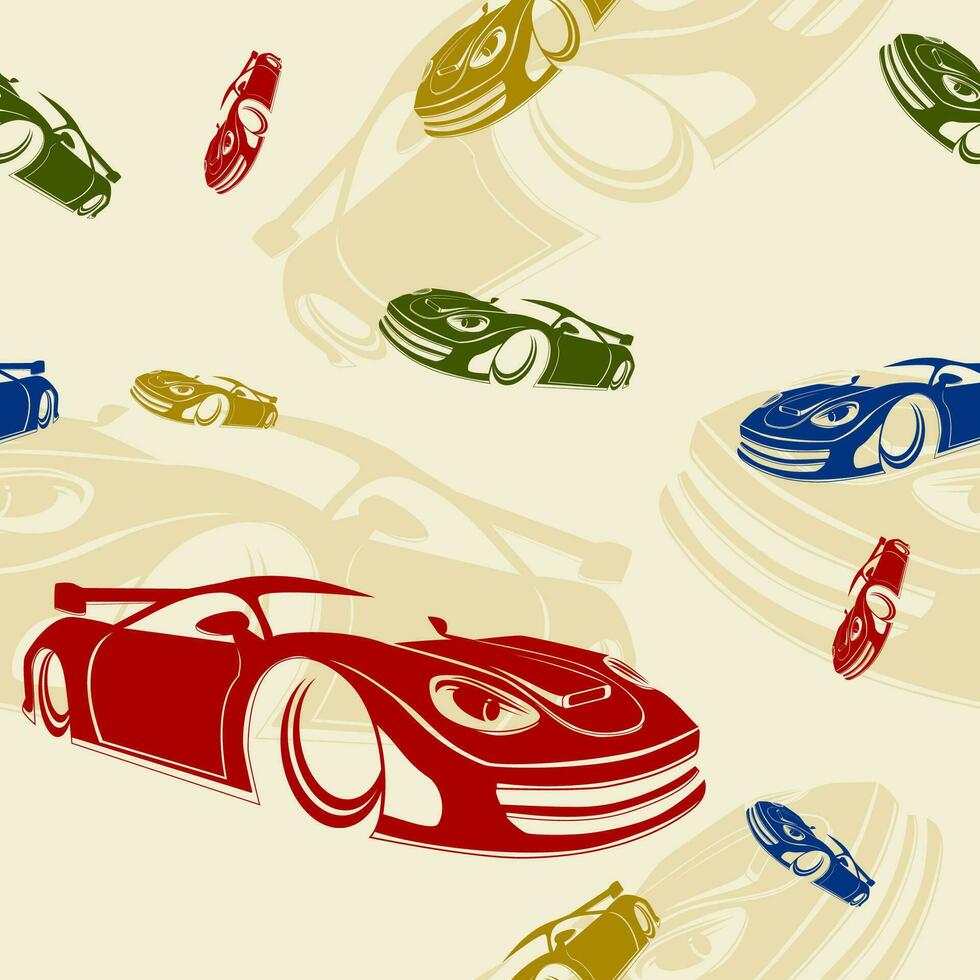 editável plano estilo vários cores desportivo carros vetor ilustração desatado padronizar para criando fundo e decorativo elemento do transporte ou carro corrida relacionado Projeto