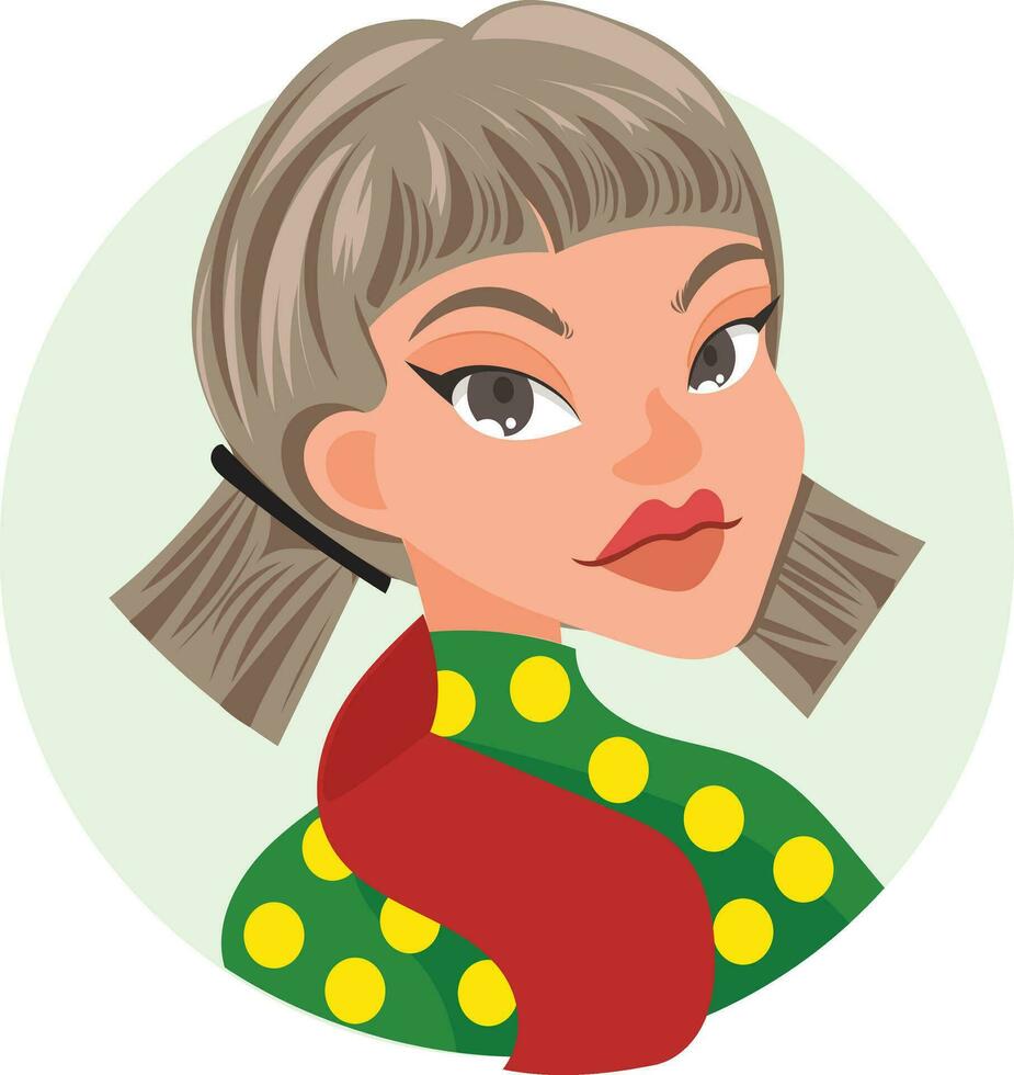 retrato avatar do utilizador perfil para social meios de comunicação lindo menina bonita expressão. vetor ilustração do mulheres dentro Natal roupas e beleza. fêmea personagens dentro uma plano estilo.