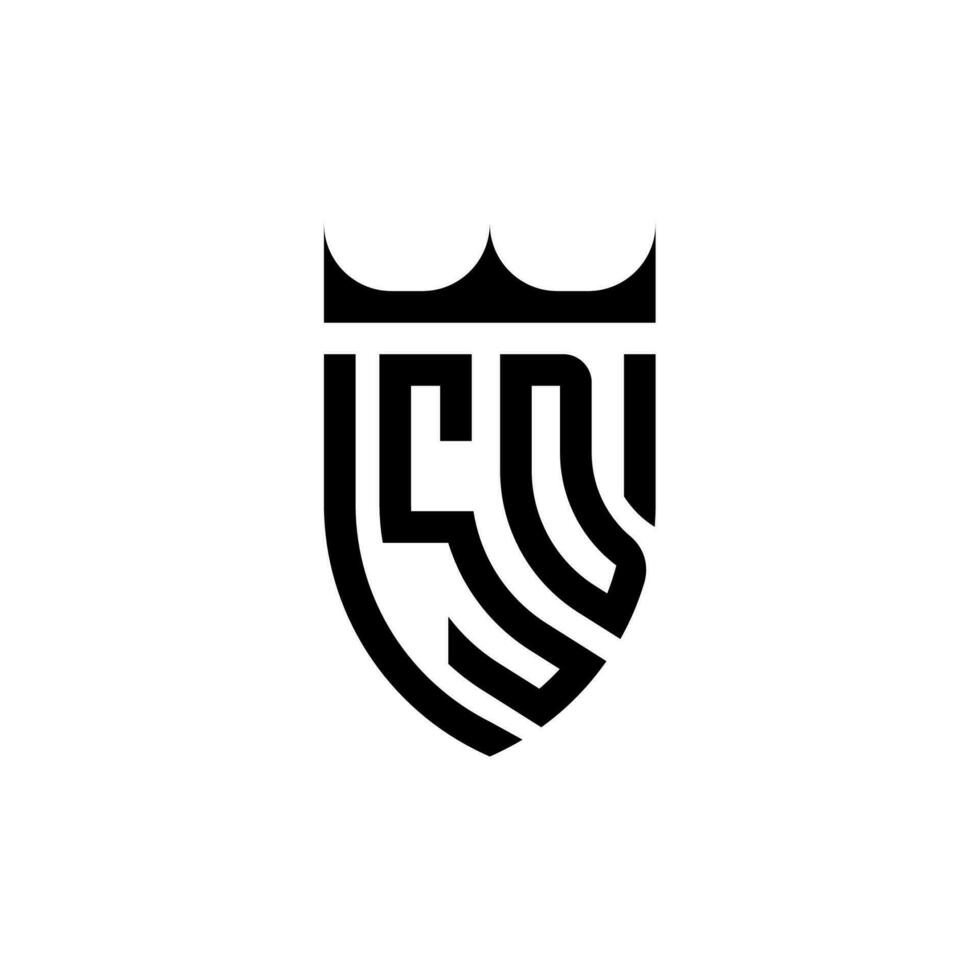 SD coroa escudo inicial luxo e real logotipo conceito vetor