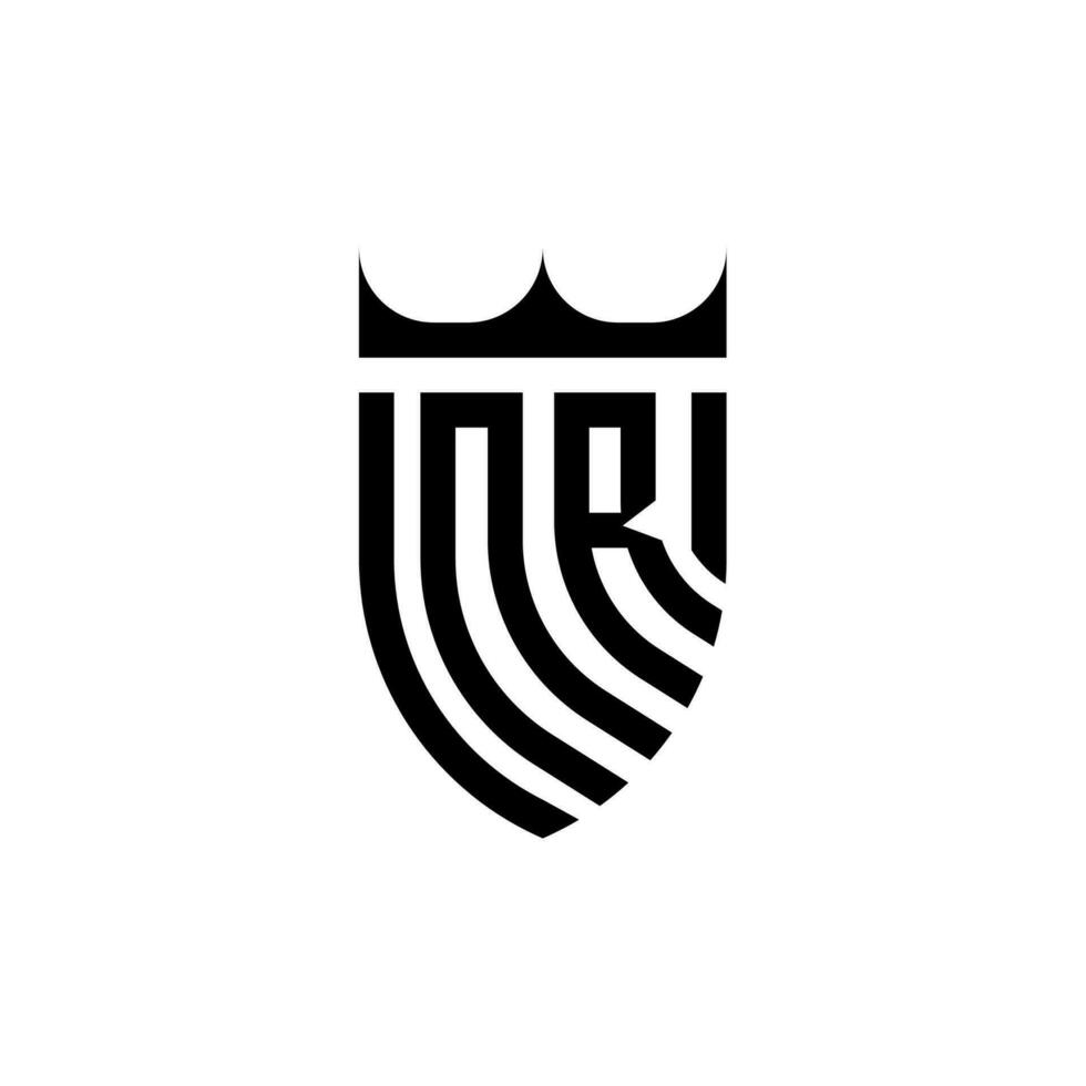 nr coroa escudo inicial luxo e real logotipo conceito vetor