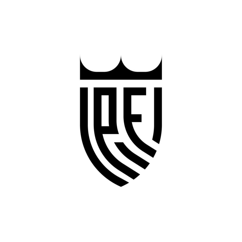pf coroa escudo inicial luxo e real logotipo conceito vetor