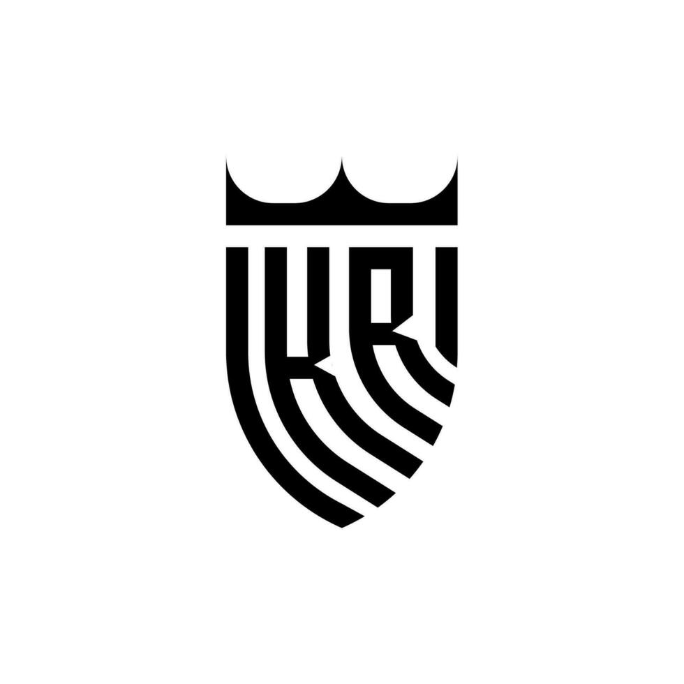 kr coroa escudo inicial luxo e real logotipo conceito vetor