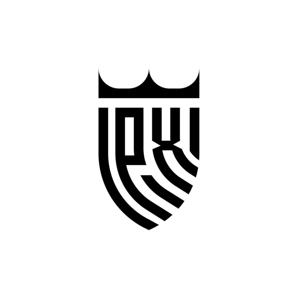 px coroa escudo inicial luxo e real logotipo conceito vetor