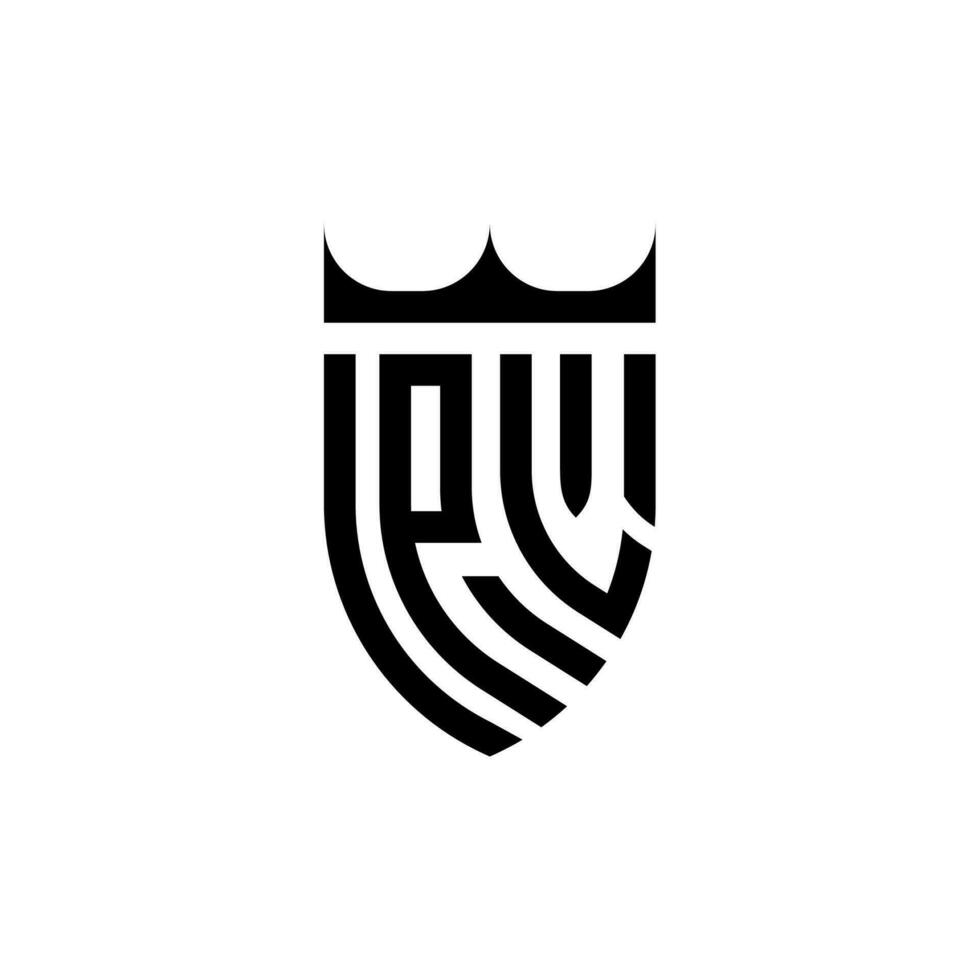 pl coroa escudo inicial luxo e real logotipo conceito vetor