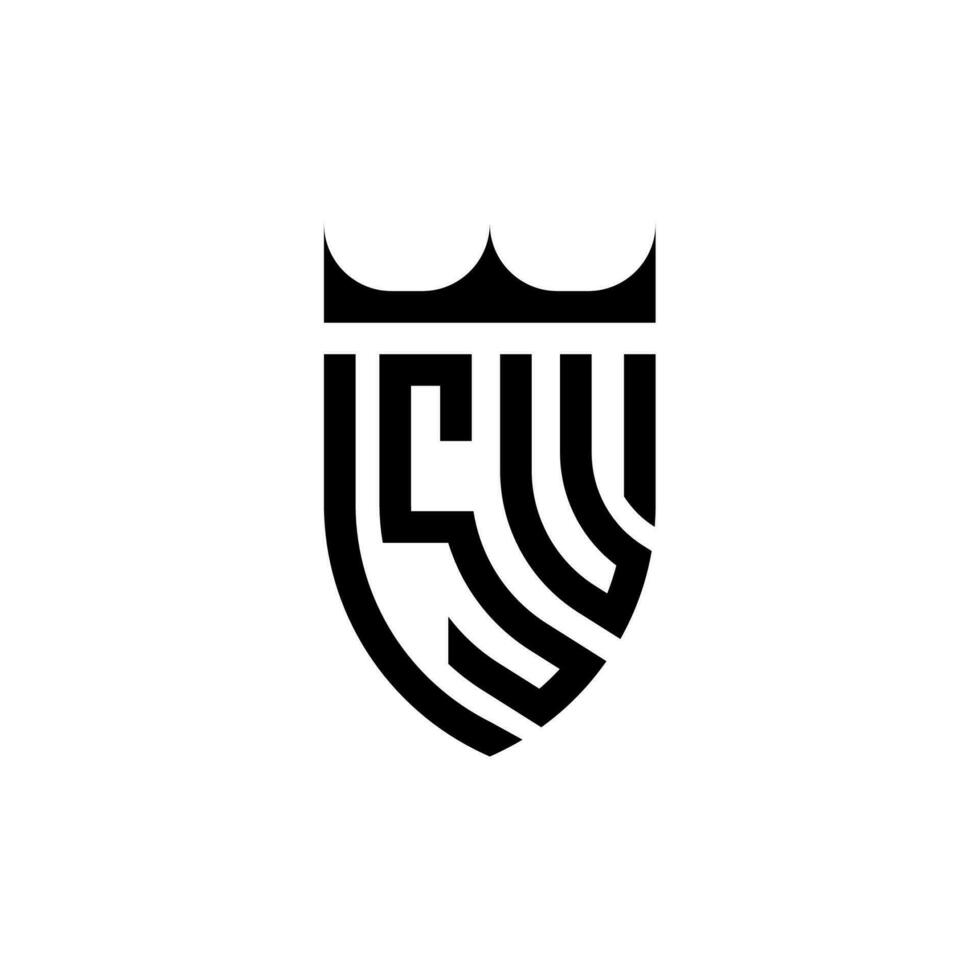 su coroa escudo inicial luxo e real logotipo conceito vetor