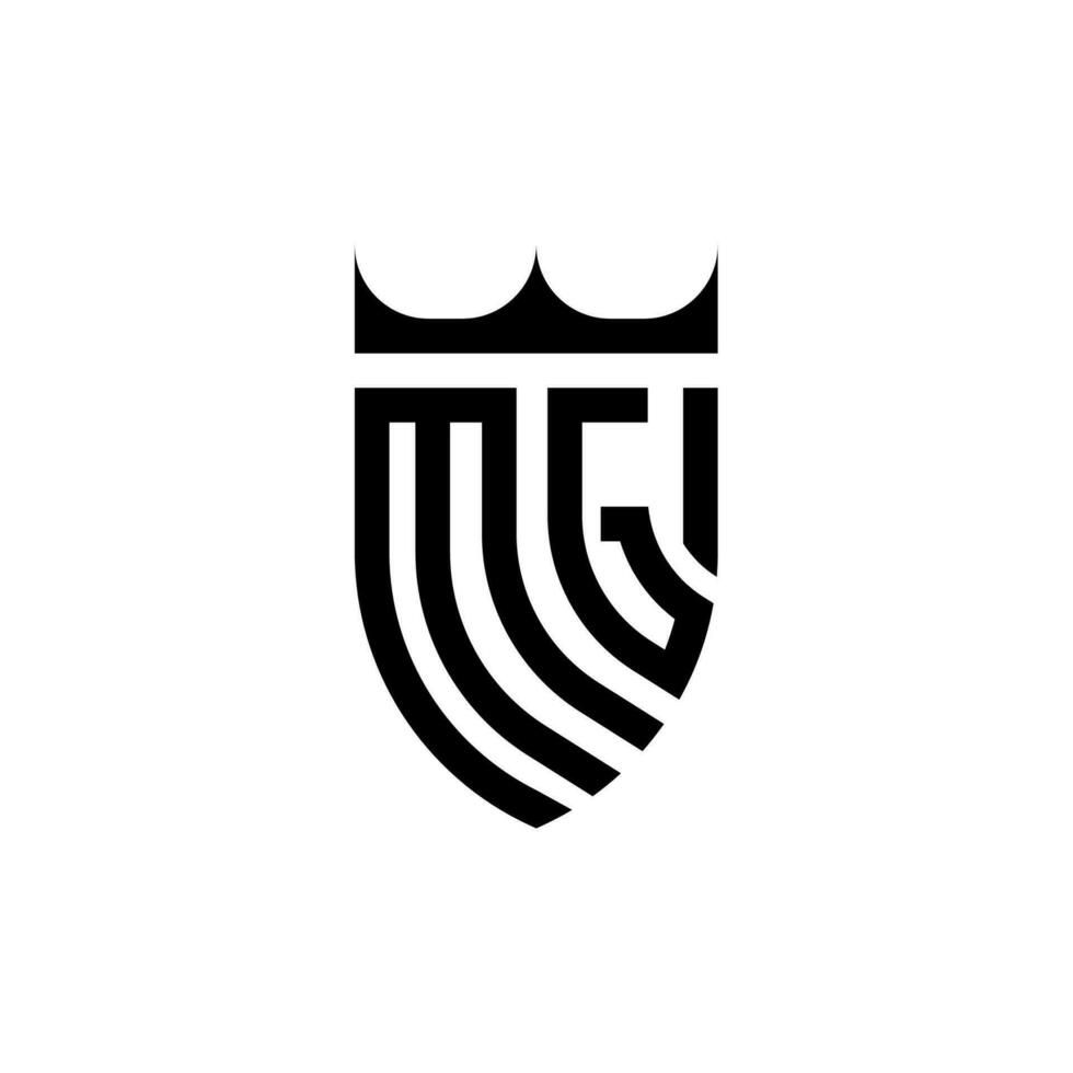 mg coroa escudo inicial luxo e real logotipo conceito vetor
