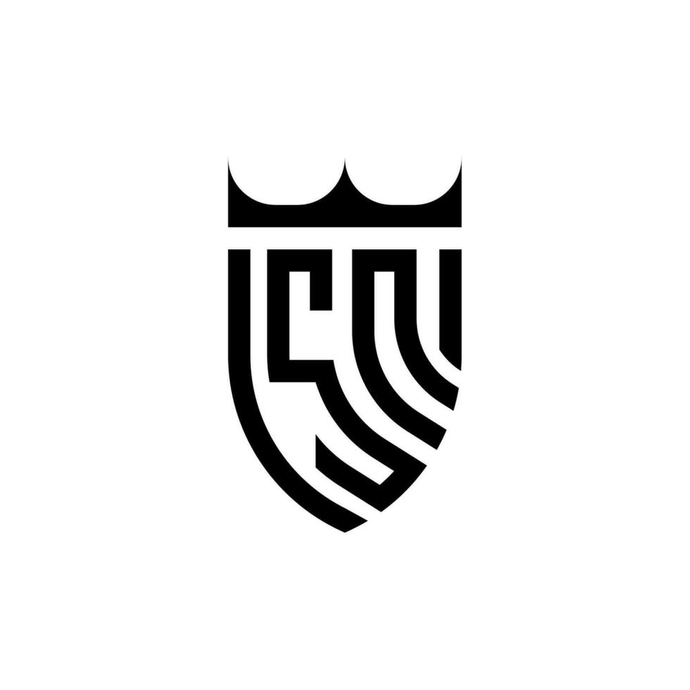 sn coroa escudo inicial luxo e real logotipo conceito vetor