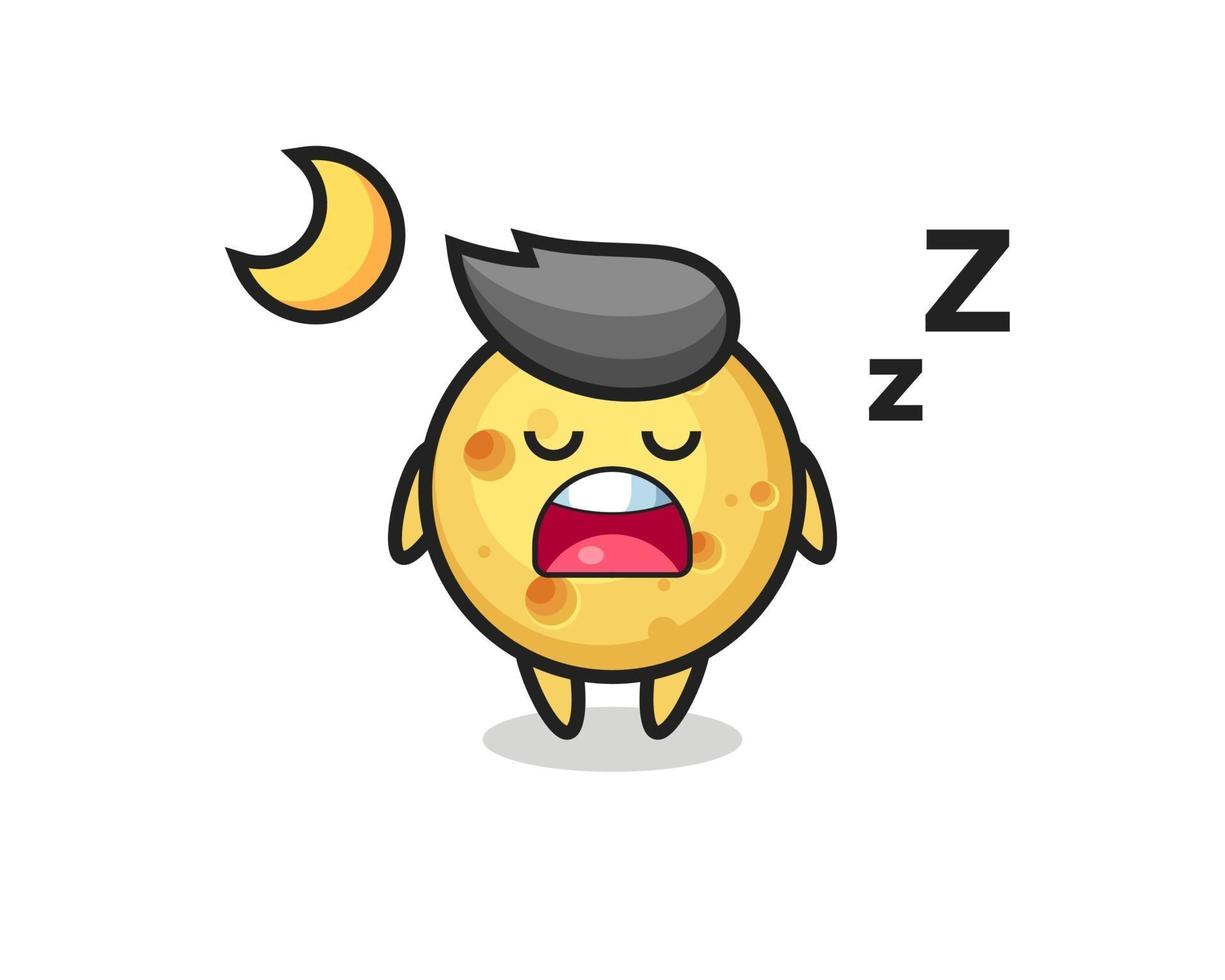 ilustração de personagem de queijo redondo dormindo à noite vetor