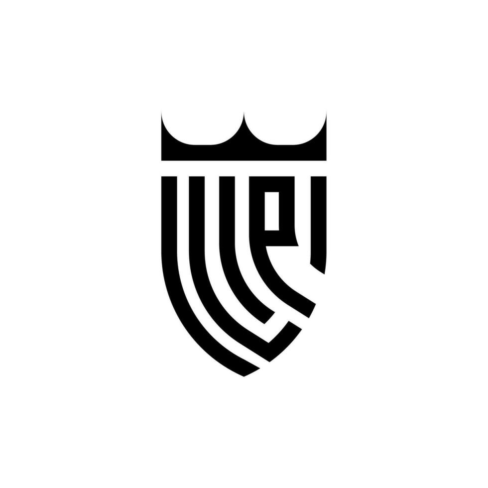 lp coroa escudo inicial luxo e real logotipo conceito vetor