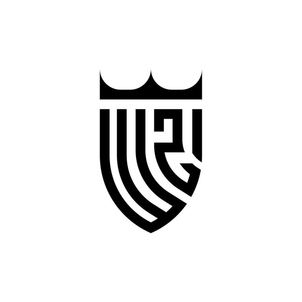 wz coroa escudo inicial luxo e real logotipo conceito vetor