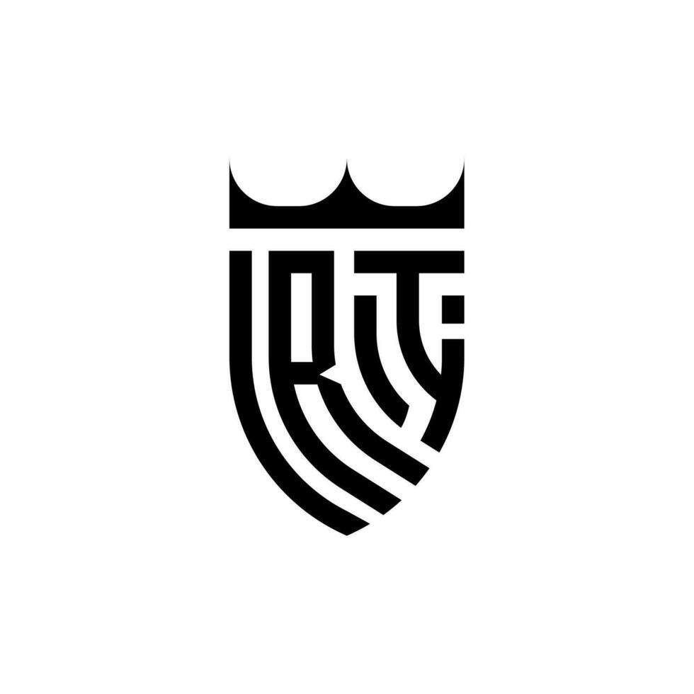 ri coroa escudo inicial luxo e real logotipo conceito vetor