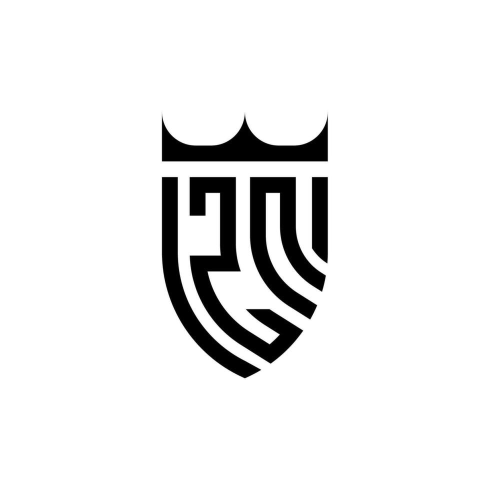 zn coroa escudo inicial luxo e real logotipo conceito vetor