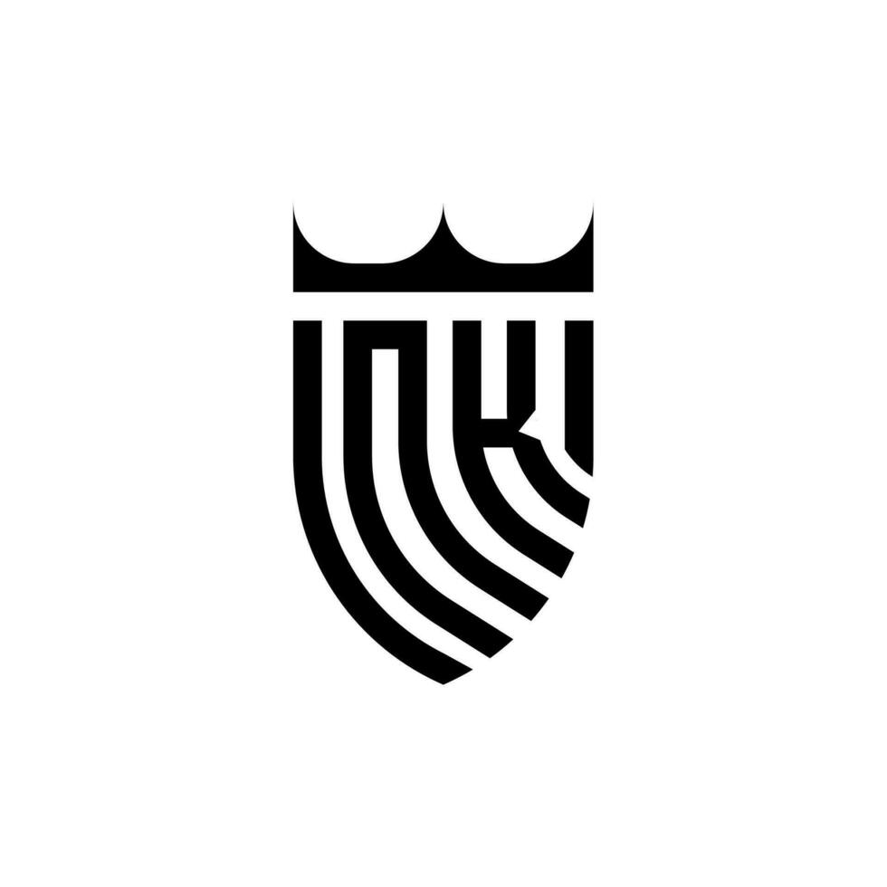 nk coroa escudo inicial luxo e real logotipo conceito vetor