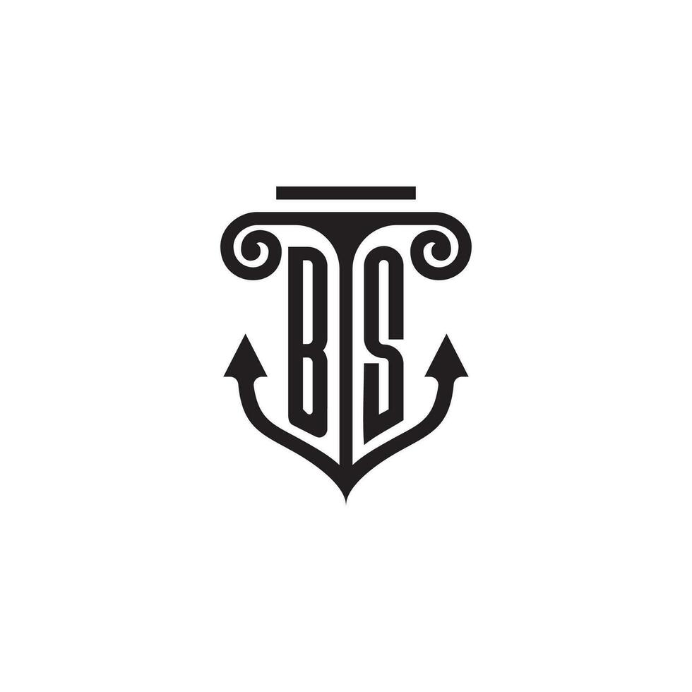 bs pilar e âncora oceano inicial logotipo conceito vetor