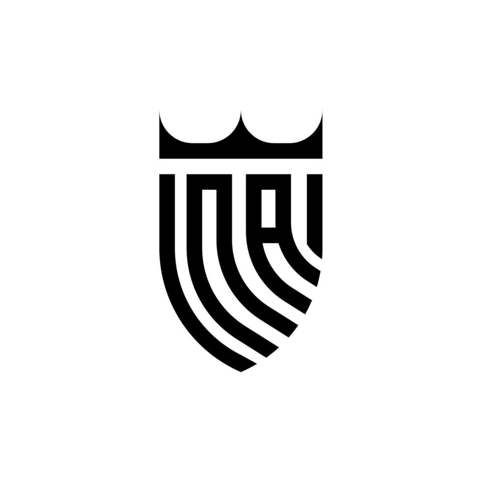n / D coroa escudo inicial luxo e real logotipo conceito vetor
