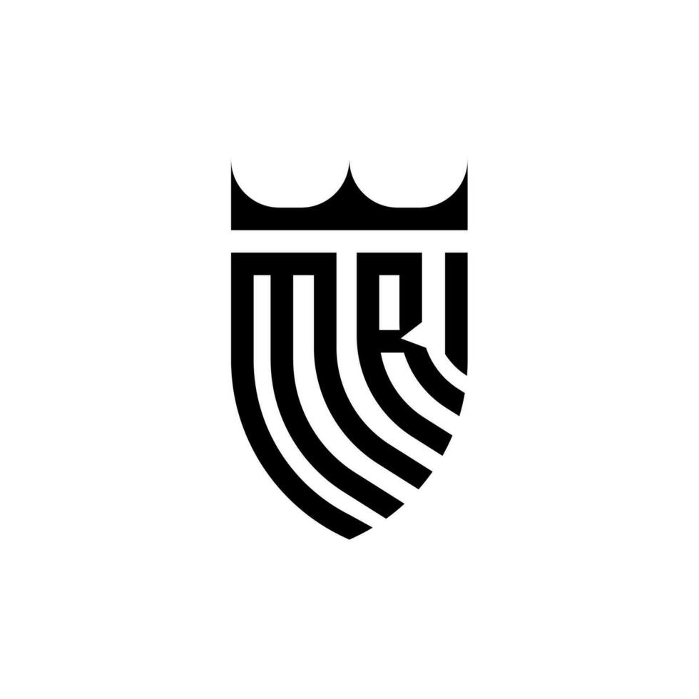 Sr coroa escudo inicial luxo e real logotipo conceito vetor