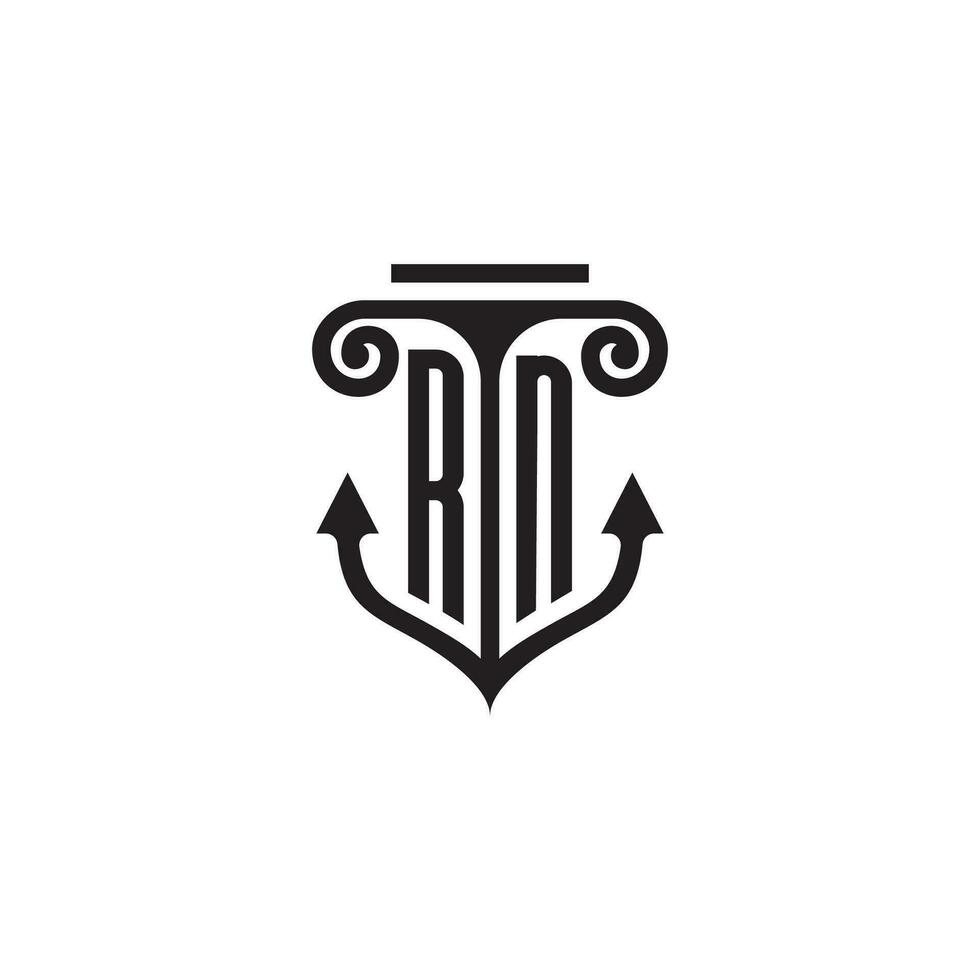 rn pilar e âncora oceano inicial logotipo conceito vetor