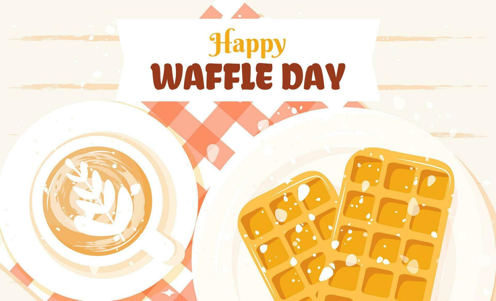 feliz waffle dia vetor ilustração dentro plano desenho animado estilo. delicioso waffles e café copo. perfeito para bandeira, poster, cartão, folheto e tão em