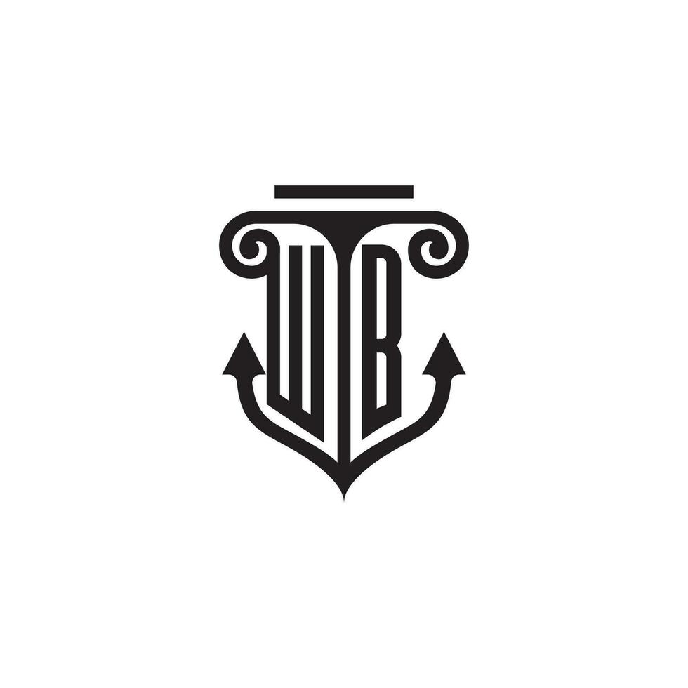 wb pilar e âncora oceano inicial logotipo conceito vetor