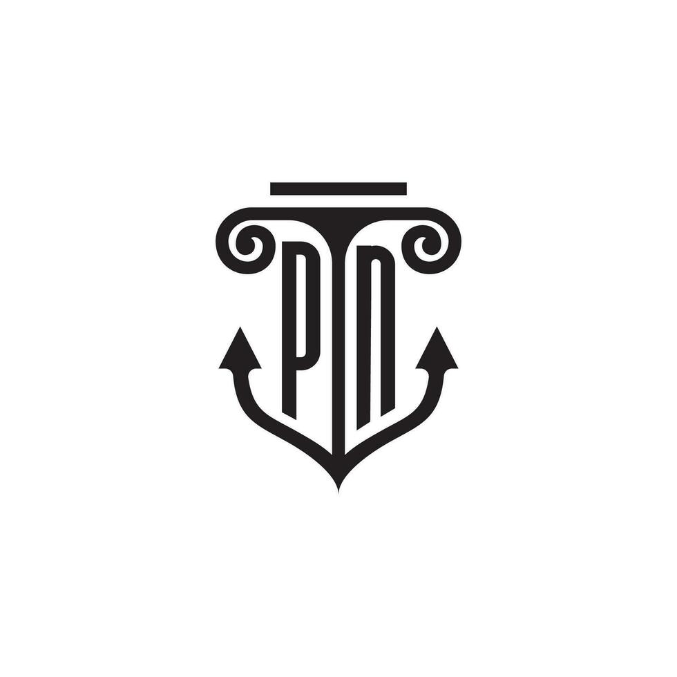 pn pilar e âncora oceano inicial logotipo conceito vetor
