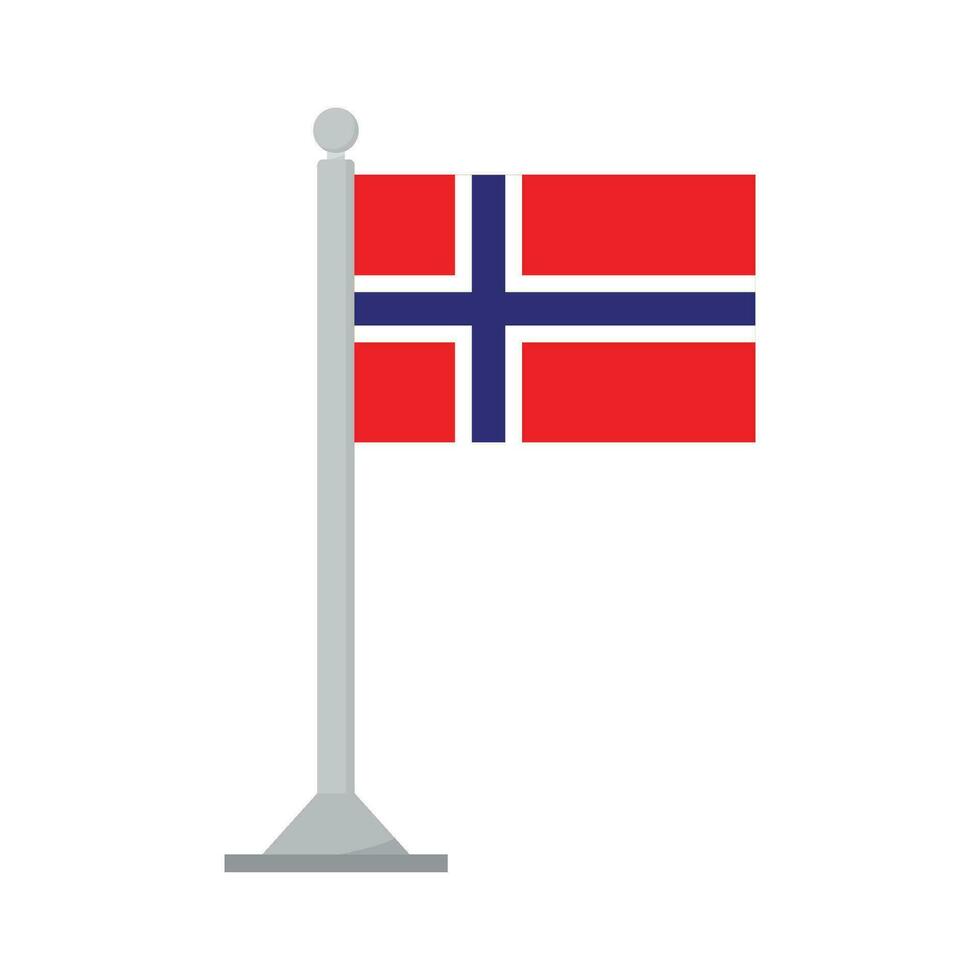 bandeira do Noruega em mastro de bandeira isolado vetor