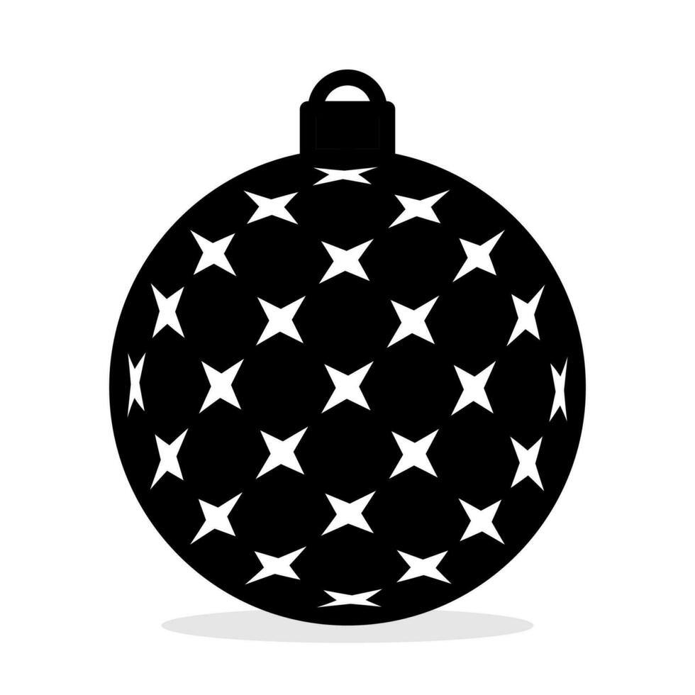 Natal bola ícone. Preto silhueta vetor isolado em branco fundo. inverno decoração projeto, Natal árvore e Novo ano.