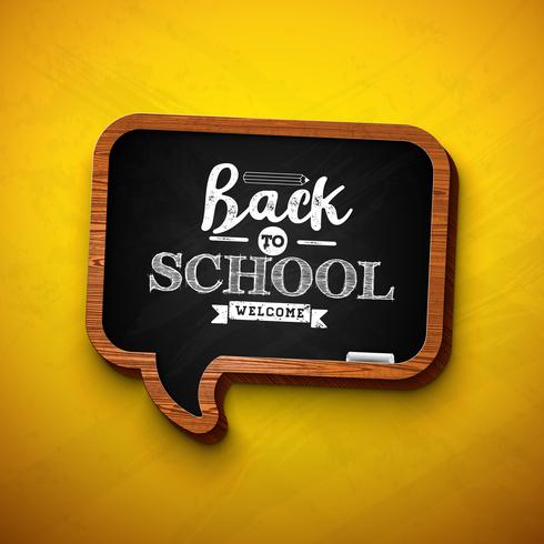 &quot;Back to school design&quot; na lousa de bolha do discurso vetor