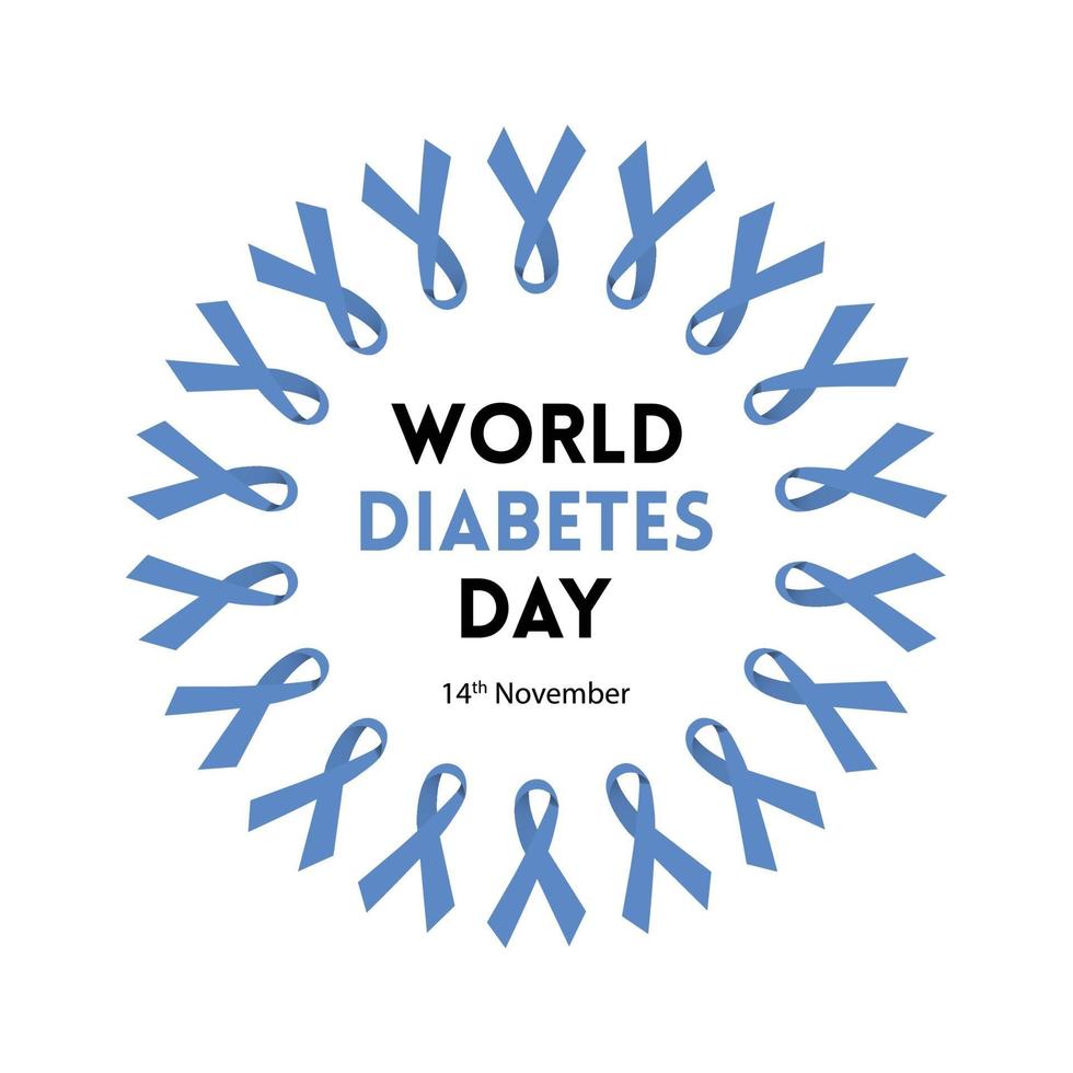 design do dia mundial do diabetes com vetor livre de padrão de fita azul